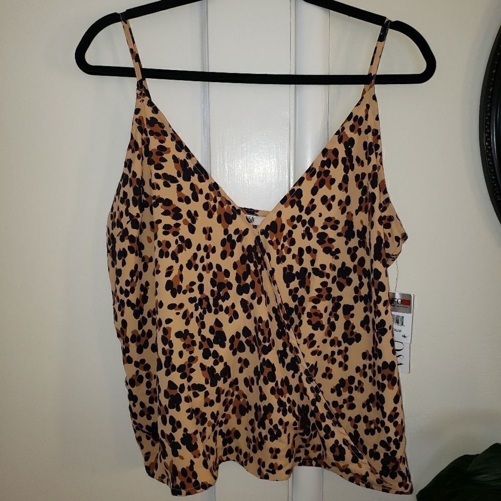 Q&A Animal Print Wrap Spaghetti Strap Top